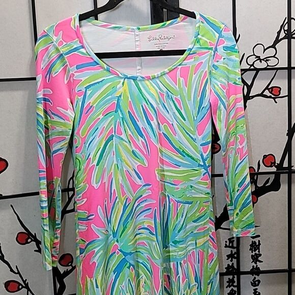 Lilly Pulitzer Tiki Palm Cotton Pastel Print Dress Size XXS - Picture 7 of 7